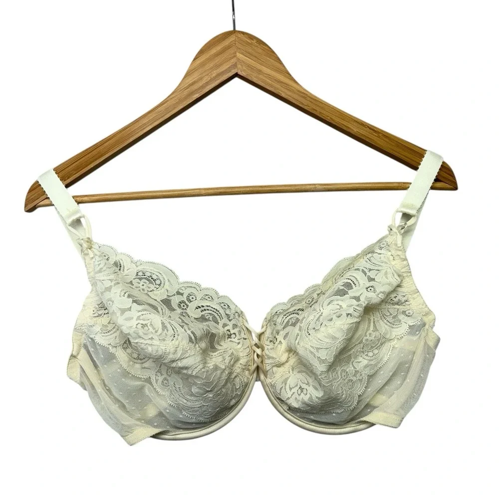 Victoria's Secret Womens Bra 38DD Cream Lace Underwire Gold Tag Vintage Romantic